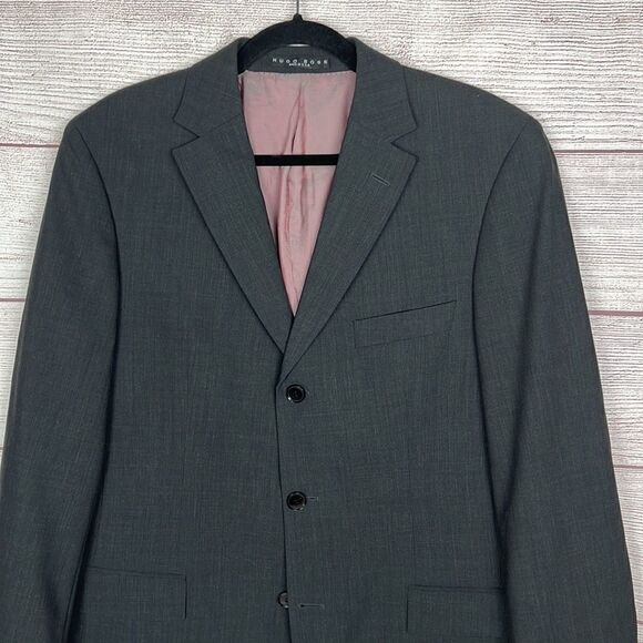 Hugo Boss Rossellini Movie Wool Suit Jacket Sport Coat Three-buttons Charcoal - Picture 3 of 12